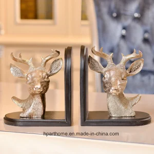 Vintage Style Exquisite Deer Head Bookends Resin Craft for Book Storage