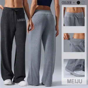 Women's Lounge Pants Wide-Leg Yoga Sweatpants High-Waisted Drawstring Loose Workout Jogger
