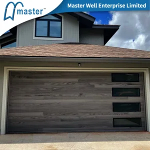 Best Sell French Residential Home White Galvanized Steel Cedar Black Wood Grain Sectional Short Long Carriage Panel Insulated Garage Door