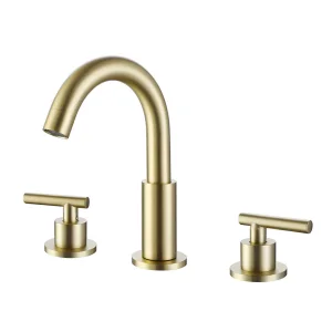 Kaiping Factory Brushed Gold Wash Hand Hot Cold Water Copper Basin Faucets Mixers Taps for Bathroom