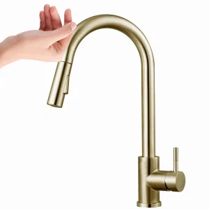 Infrared Sensor Kitchen Faucet Water Tap Mixer Stainless Steel Kitchen Sink Tap with Pull-out Spray Head
