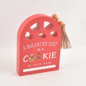 Christmas Arch Shape Solid Wood Sign Board Tabletop Ornament for Home Decor