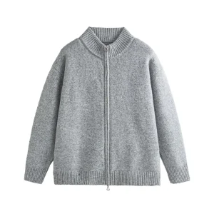 Unisex Spring Autumn Double Zip Knit Cardigan