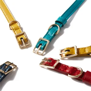 Adjustable Custom Pattern No Pull Luxury PU Leather Pet Collar