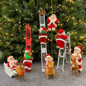Musical and Dance Climbing Ladder Electric Santa Claus Climbing Rope Decoration Christmas Super Plush Doll Toy of Children Gifts