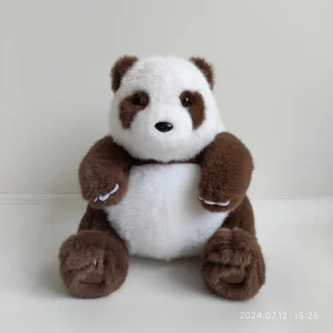 Giant Panda Qizai Simulation Plush Toy Realistic Brown &amp; White Panda For Kids Gift