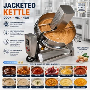 Stainless Steel Tilting Cooking Machine for Sauce Jam Candy Soup Food Processing