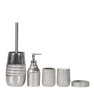 China Silver Glazed Textured Ceramic Bathroom 5-Piece Set Suppliers, Product