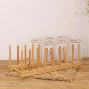 Bamboo Dish Drainer Kitchen Dish Rack Pot Lid Holder Bamboo Dish Drying Rack