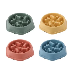 Dropshipping Plastic Bone Shaped Dog Bowl Non-Slip Anti-Choke Slow Feeder Healthy Bloat Stop Feeding Bowl For Small Medium Pets