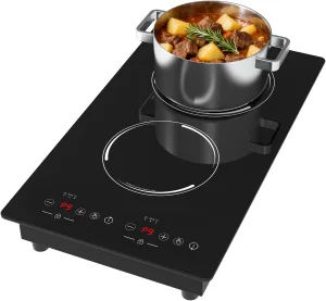Double Induction Cooktop Portable Induction Stove Hot Plate 2 Burners Stainless Steel 9-Level Touch Control Safety Lock Auto