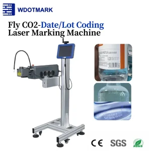 High Speed Save Cost 110X110mm 30W Fly CO2 Laser Marking Machine for MFG Dom Batch No Meas Mod ISO on Plastic Paper Bamboo MDF