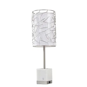 Decorative Brushed Nickel Metal Caged Acrylic Shade Table Lamp UL Certified Hospitality Lighting