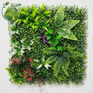 Wedding Decorative Outdoors UV Boxwood Green Hedge Wall Tiles Panel Artificial Grass Mat for Wall Decor