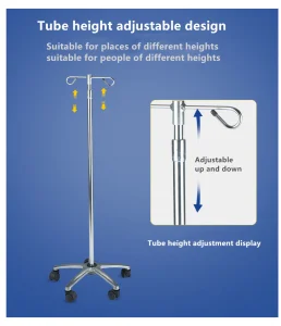 Flexible Drip Hook IV Pole Height Adjustable Infusion Hospital Furniture IV Stand