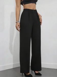 Women's New High Waist Straight Leg Suit Pants, Minimalist Drape Fabric Formal Trousers