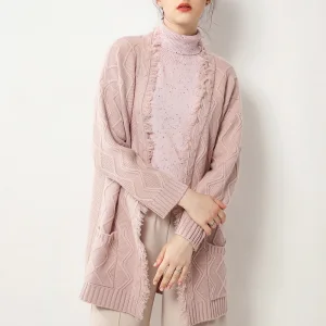 Custom Women Sweater Knitwear Girls Knit Winter Long Sleeve Ladies Oversized Knitted Cashmere Cardigan Sweater Women