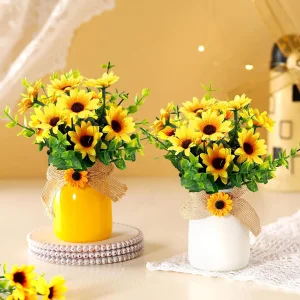 Cute Plastic Realistic Artificial Fake Sunflowers for Home or Office Decor