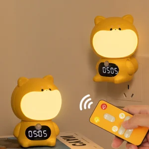 LED Plug in Night Light for Kids, Cute Dimmable Nursery Puppy Lamp with Smart Sensors and Remote Control, Xmas Birthday Gift for Kids Adult, Room Decor