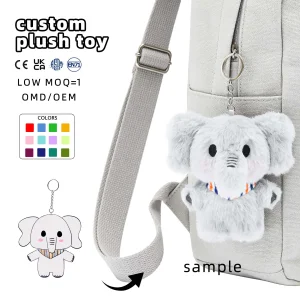 Fluffy Keychain Cartoon Gray Elephant