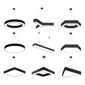 Customized Round Polygon Hollow Led Pendant Light Suspended Office Lighting Modern Dimmable Hanging Home Decorative Linear Light