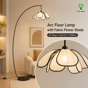 Modern Arc Floor Lamp Fabric Shade