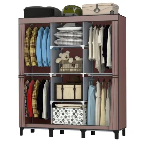 Modern Design 3-Row Foldable Non-Woven Fabric Wardrobe Huge Portable Closet with Unique High Strong Metal Feet Bedroom DJ-190B