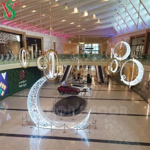 Shopping Mall Decorations LED Ramadan Crescent Moon Motif Lights