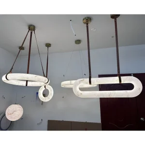 Hotel Restaurant Home Natural Stone Spanish Alabaster Ceiling Marble Ceiling Lamps Pendant Hanging Lamp Chandelier Light Marble Light