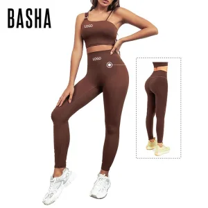 BASHAsports Environmentally Friendly Recycled Materials Seamless Yoga Set Women Running Gym Sportswear Yoga Bra Leggings