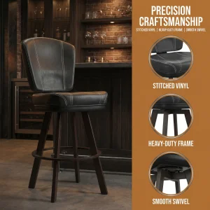 Modern Industrial Leather Bar Stool