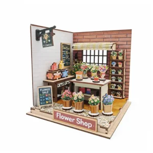 OEM DIY Miniature Wooden Flower Shop Kit