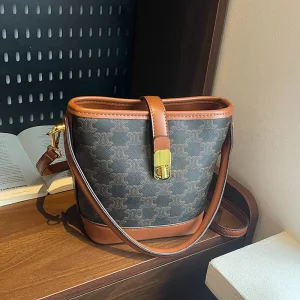 Bolso de mano de lujo de cuero PU cruzado de moda para mujeres, bolso tipo cubo para mujeres, distribuidor del mercado mayorista, fabricante OEM, Guangzhou