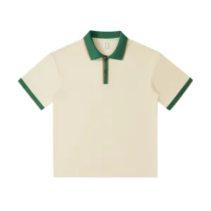 Luxe Men's 240g Knitted Polo Shirt: Retro Japanese Style Short Sleeve T-Shirt for Sophisticated Spring Summer Casual