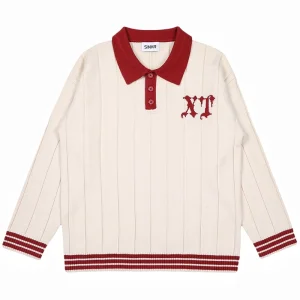 Custom LOGO Men Sweater Winter Casual Jacquard Letter Design Knitwear Loose Rib Jumper Long Sleeve Polo Shirts Knitted Sweater