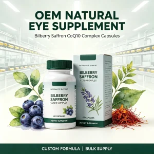 Suplemento Antioxidante para os Olhos OEM Bilberry Saffron Coq10 Cápsulas Complexo