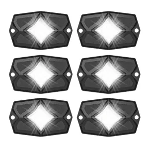 Edge Rlw-6 IP68 Luzes de Rocha LED Brancas à Prova d'Água 6 Pods, Luz LED Branca para Carro Caminhão ATV UTV SUV off-road Barco Motocicleta Veículo, Iluminação Inferior