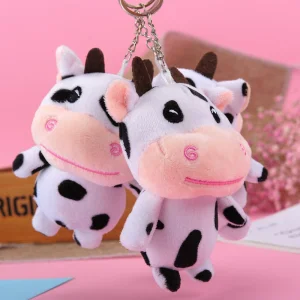 Stylish Plush Cow Keychain Pendant