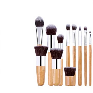 11-Piece Bamboo Makeup Brush Set with Bag Eye Shadow Brushes for Eye Use