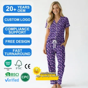 Customized Bamboo Leopard Pajama Set
