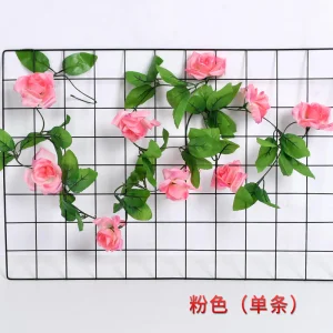 DYGRASS 7.5Ft Artificial rose Flower Garland Fake Silk Rose Flower Vine Leaves Greenery Garland Artificial hanging plant Suppliers, Factories
