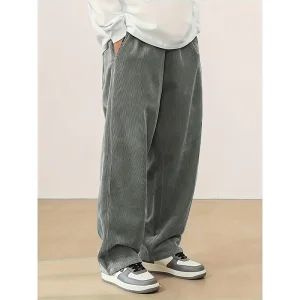 Custom Made Men's Heavyweight Blank Baggy Wide Leg Relaxed Fit Corduroy Casual Track Jogging Pants