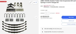 ليبرا 3500lb مجموعة تعليق محور المقطورة المزدوجة ليفلاست 24 Hours356springs مجموعة مسمار وعلبة تعليق