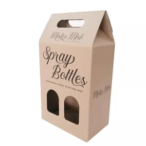 Caixa de embalagem para garrafa de vinho em papelão corrugado E-Flute impressa com logotipo personalizado e alça
