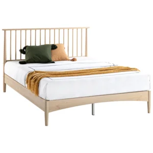 Cabecero de espiral único de roble nórdico diseño de muebles para el hogar y hotel contemporáneo tamaño king doble reina cama de madera para dormitorio