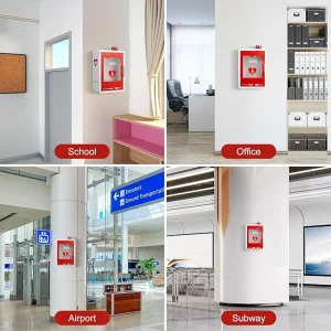 Wall Mount with Alarm &amp; Magnetic Door - Universal Storage for Philipss, Zoll, Defibtech Aeds - Emergency Ready for Office School Price for Outdoor Aed Enclosure
