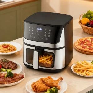1600W Touch Control Air Fryer Oven 7L Digital Non Toxic Glass Bowl Commercial Electric Kitchen Air Fryer