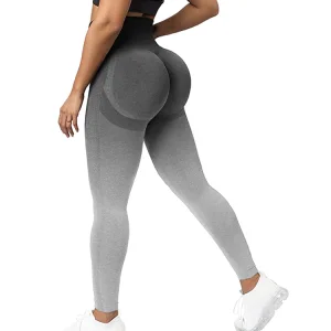 Leggings de gimnasio con gradiente populares y calientes en Tiktok para mujeres, pantalones de yoga sin costuras que levantan el trasero, línea de sonrisa, mallas para correr, atuendos para tenis