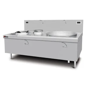 Commercial Double Wok Induction Stove Industrial Free-Standing 2 Burner Electric Chinese Cooker Range for Restaurant Kitchen