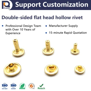 Double Flat Head Hollow Rivets High Strength Brass Iron Hollow Rivet Fastener for Furniture Bag Leather Hardware Connection